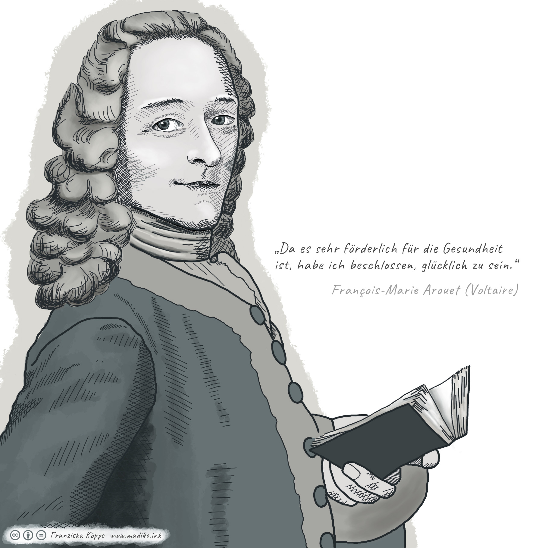 zitatinte: François-Marie Arouet (Voltaire) - Gesundheit und Glück. Bild: cc Franziska Köppe | madiko